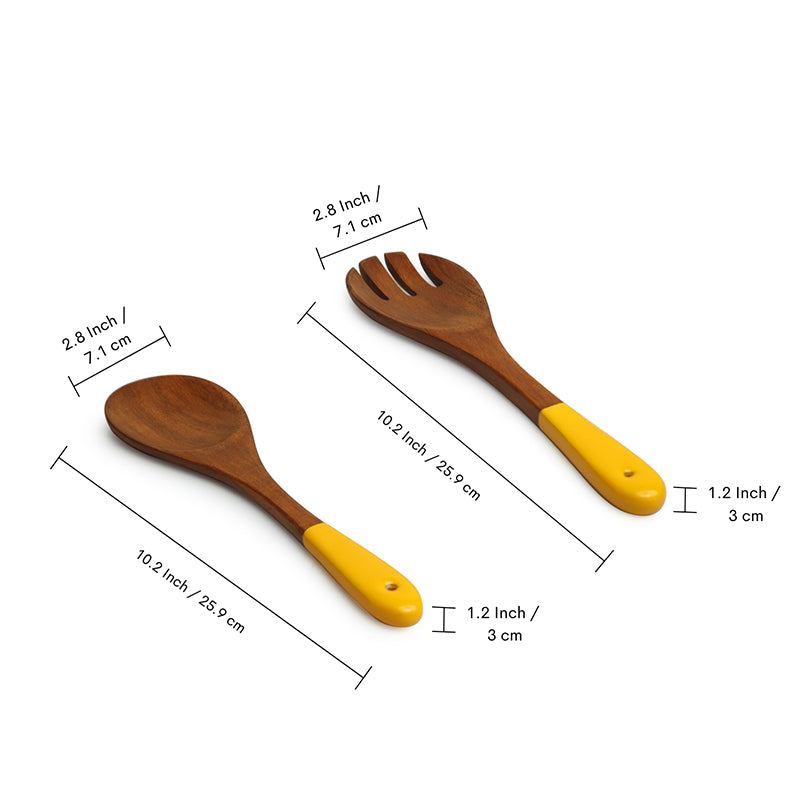 Amrapali Mango Wood Salad Bowl With Cutlery (700 mL) - Three Piece Set media 6