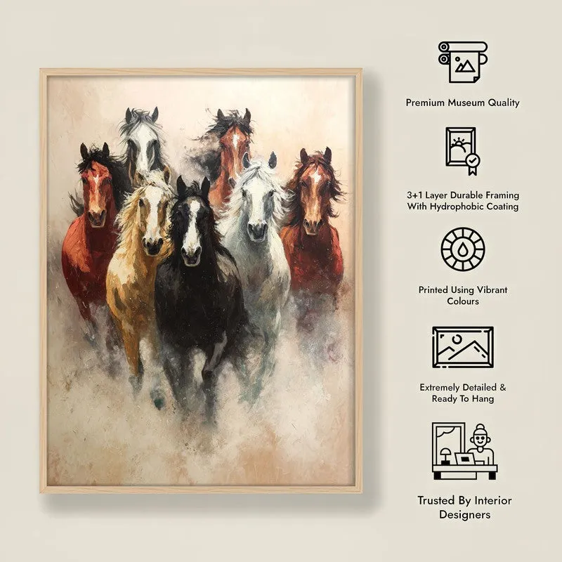 Unbridled Force Horse Wall Painting With Brown Frame media 10