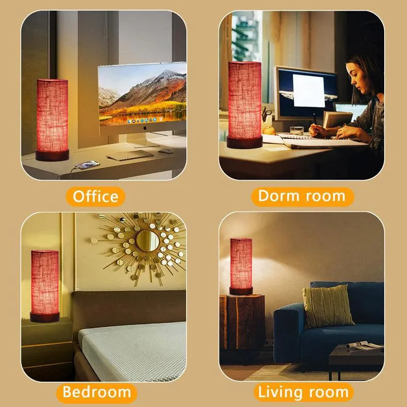Mirza Tower Wooden Table Lamp With Jute Shade - Maroon,Brown media 5
