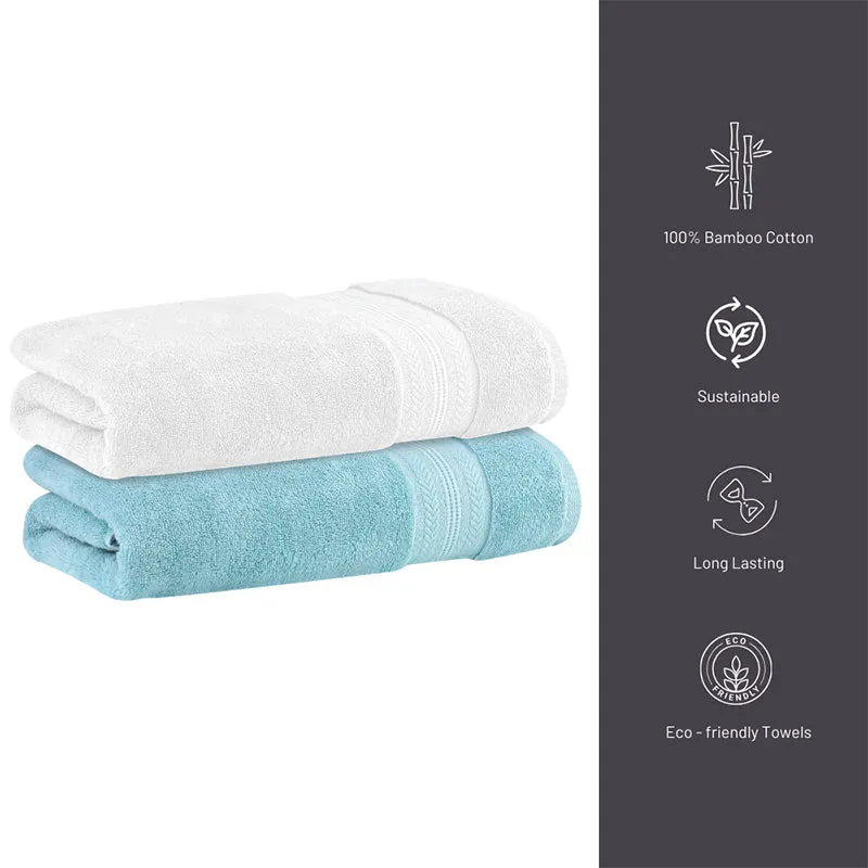 Reign Bath Towel (White & Blue) - Set Of Two media 6