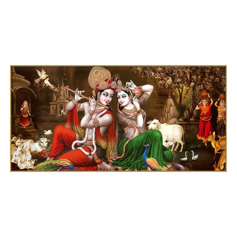 Sri Radhe Gopala Spiritual Canvas Wall Painting With Frame media 3