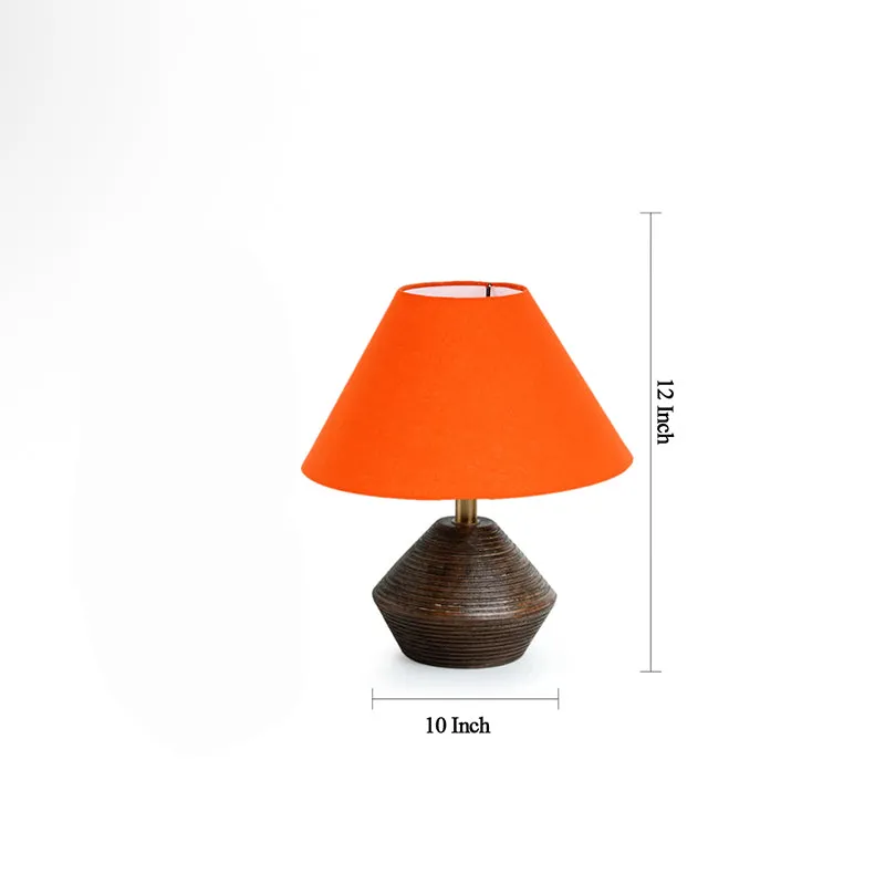 Yami Cone Wooden Table Lamp - Brown,Orange media 4