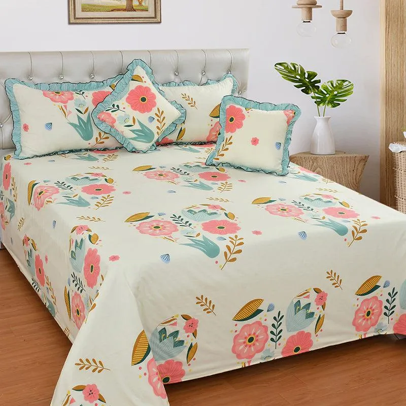 Roman Holiday Floral Frilled Microfiber Bedding Set - Five Piece Set media 1