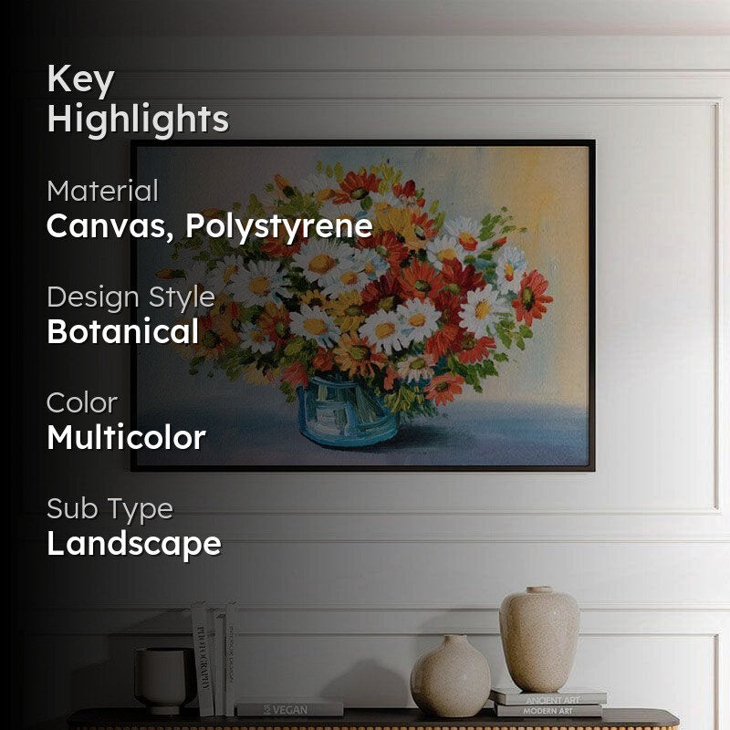 Spring Flowers Canvas Wall Painting - Black Frame media 2