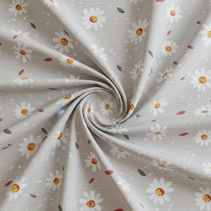 Daisy Blush Printed Cotton Bedsheet (Grey) - 200 TC media 5