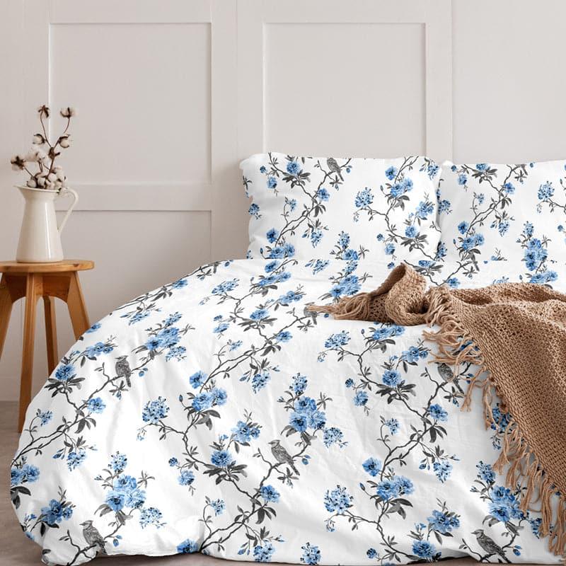Cherry Blossom Floral Cotton Bedsheet (White) - 254 TC media 3