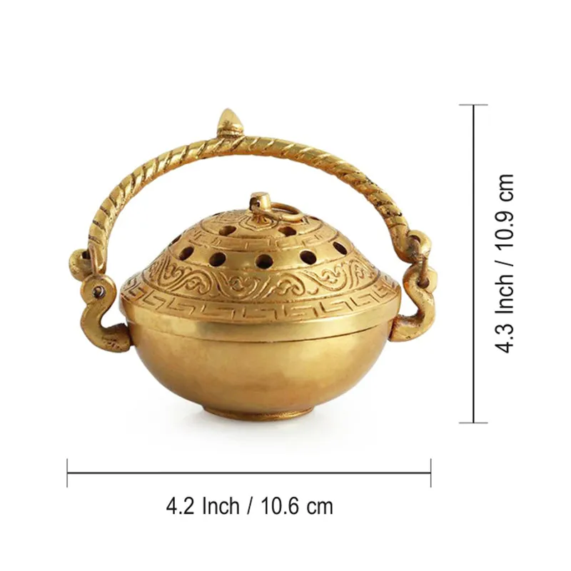 Chandan Dhuni Hand-Etched Brass Incense Burner - 7