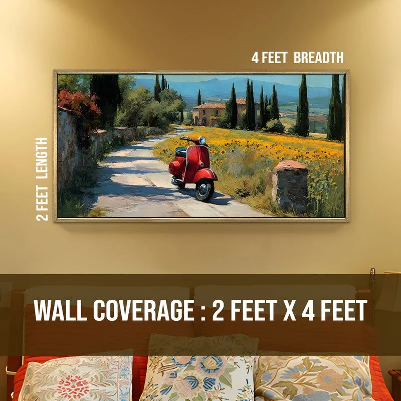 Golden Vespa Canvas Wall Painting With Frame media 8