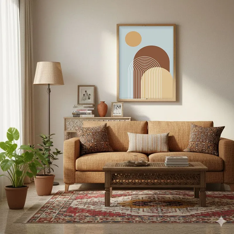 Rhythm Lines Canvas Wall Painting With Brown Frame media 4