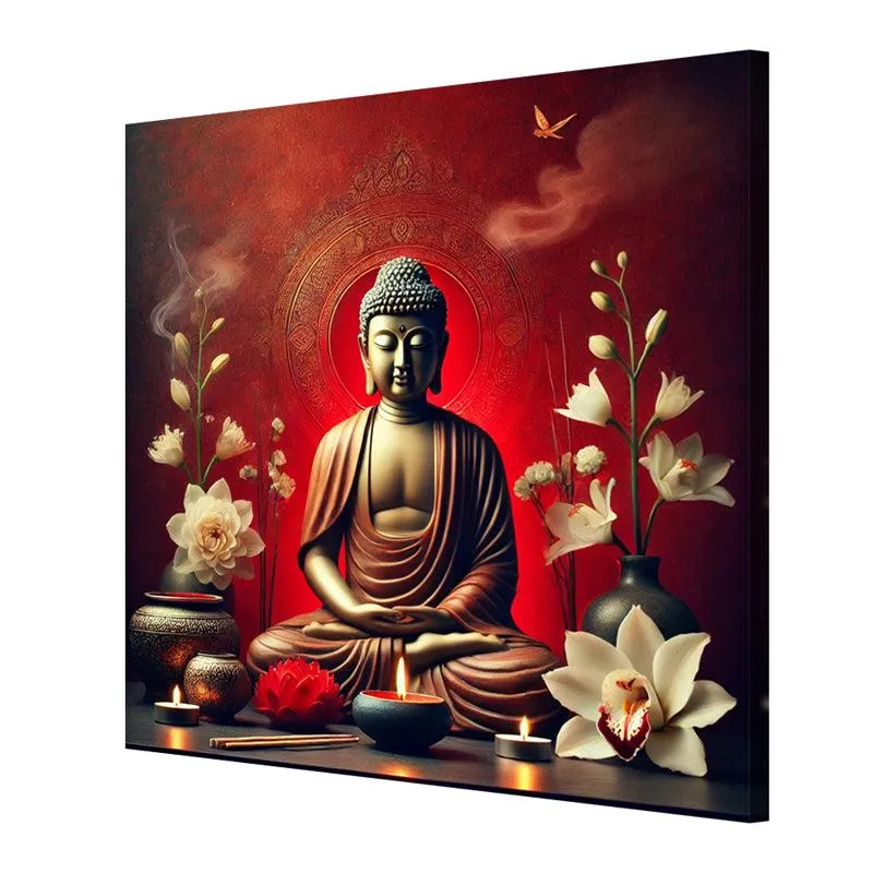 Candlelit Buddha Meditation Wall Painting media 6