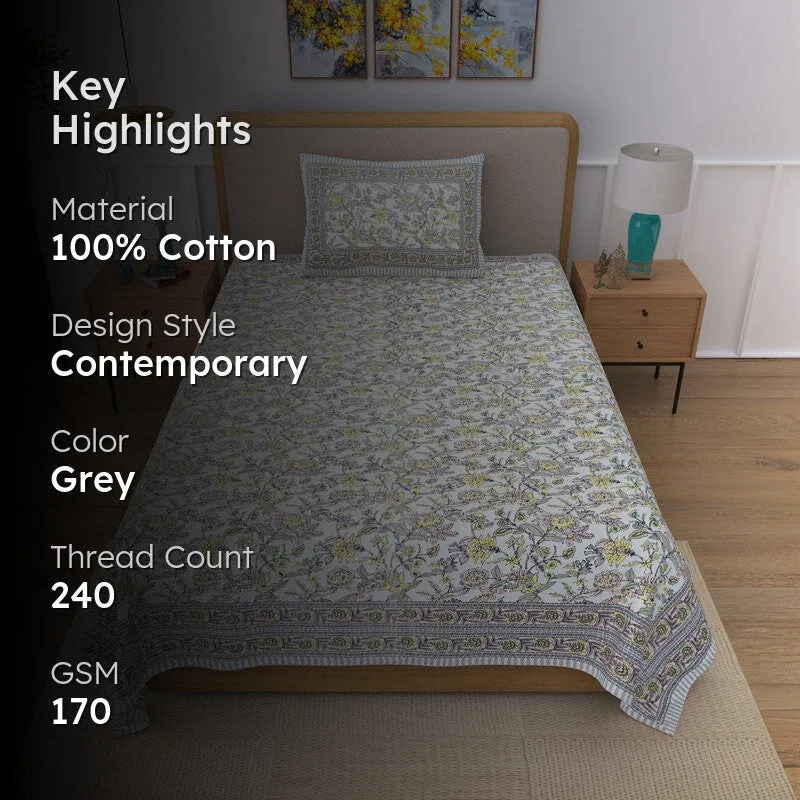 Lunelle Floral Cotton Bedsheet (Multicolor) - 240 TC media 2