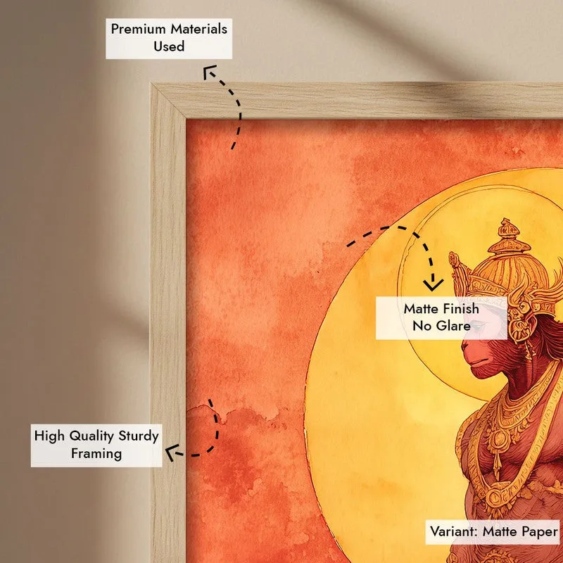 Divine Strength Sri Hanuman I Archival Paper Wall Art - Natural Brown Frame media 6