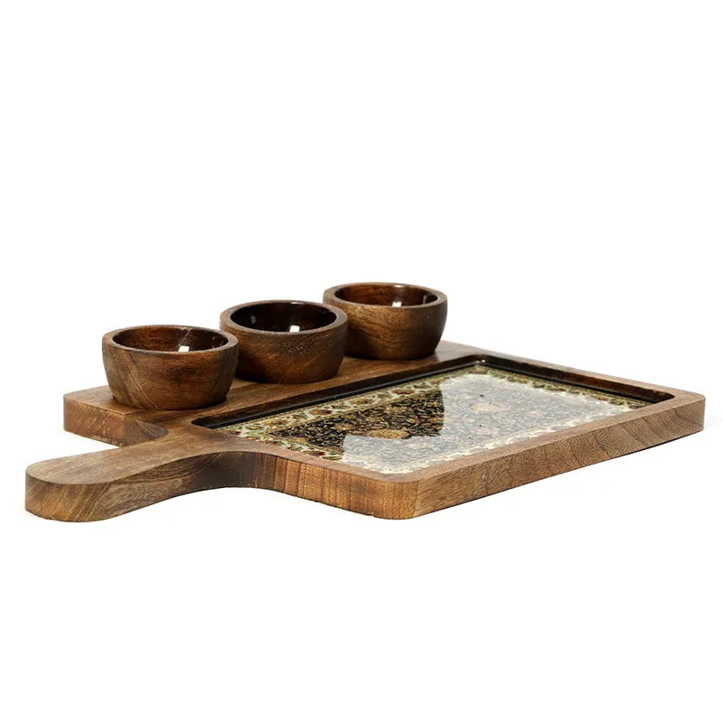 Mughal Glory Mango Wood Platter - Four Piece Set media 5