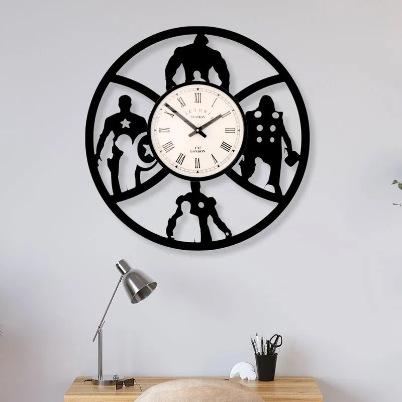 Superheroes Steel Analog Wall Clock media 1