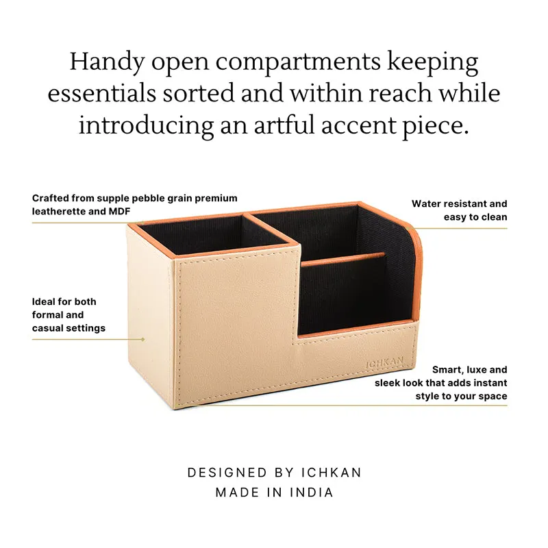 Tisca Faux Leather Desk Organizer - Beige media 3
