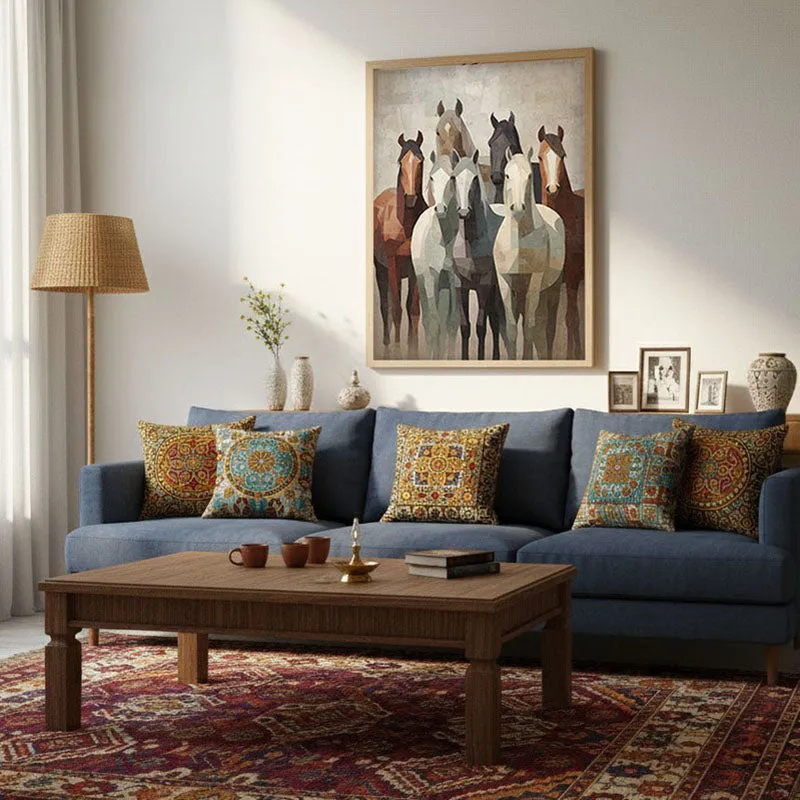 Earthy Horse Wall Painting With Brown Frame media 3