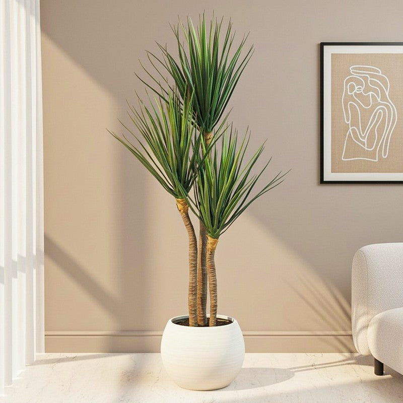 Mossa Artificial Yucca Plant With Black Plastic Pot - 4 Feet