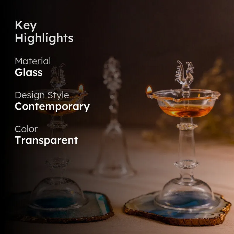 Deepjyoti Glass Diya - Set Of Two media 2