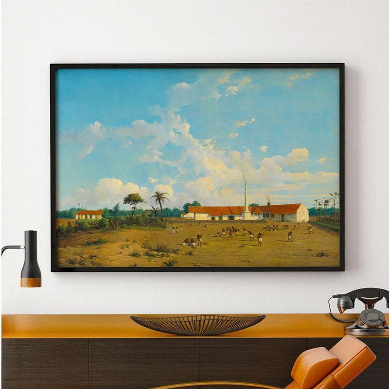 The Kemanglen Sugar Factory Canvas Wall Painting - Black Frame