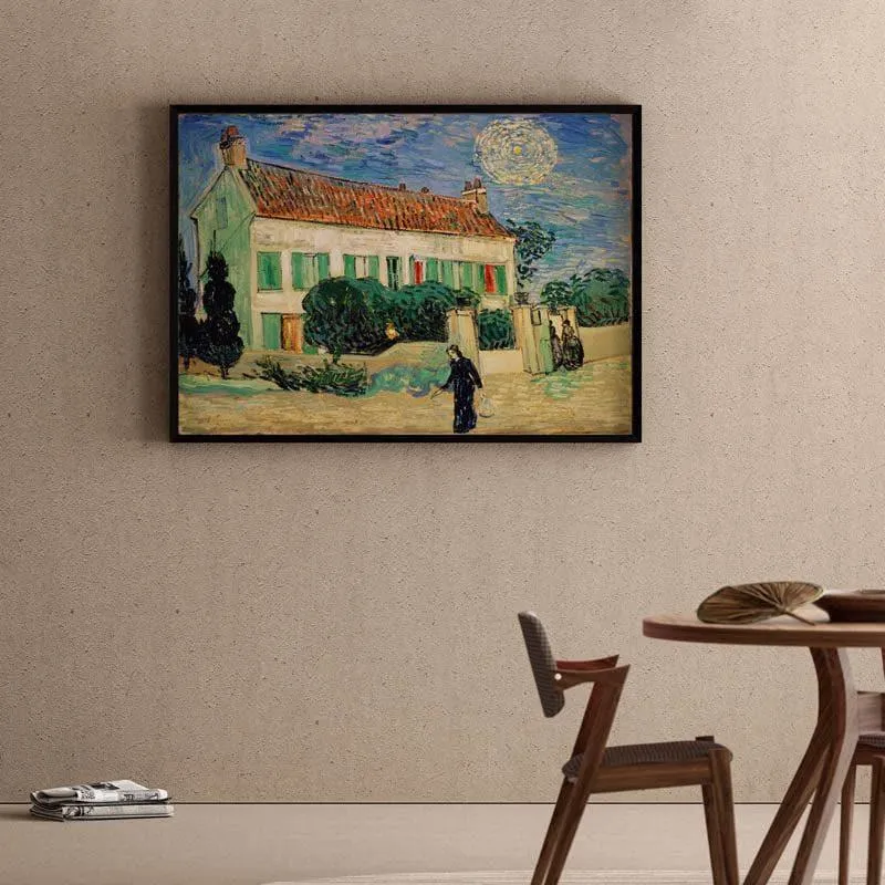 Whitehousenight By Vincent Van Gogh - Black Frame media 1