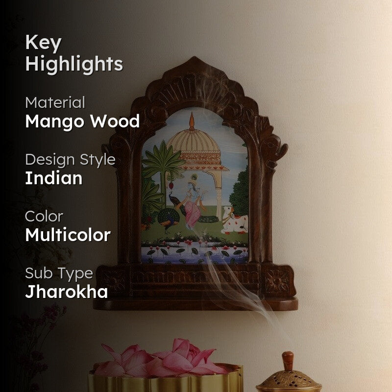 Lord Krishna Mango Wood Wall Accent media 2