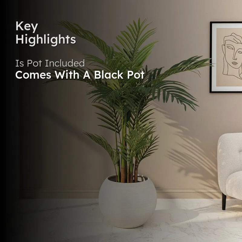 Faux Lush Palm Plant With Black Plastic Pot - 4 Feet media 2