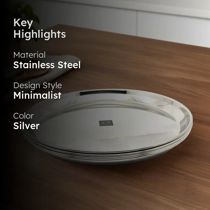 DineNest Timeless Stainless Steel Dinner Plate - Set of Six media 2