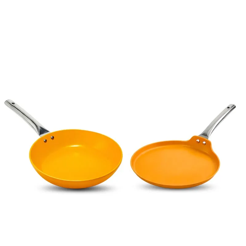 Salford Ceramic Forged Non Stick Frypan & Tawa (Mustard Yellow) - Set of Two media 3