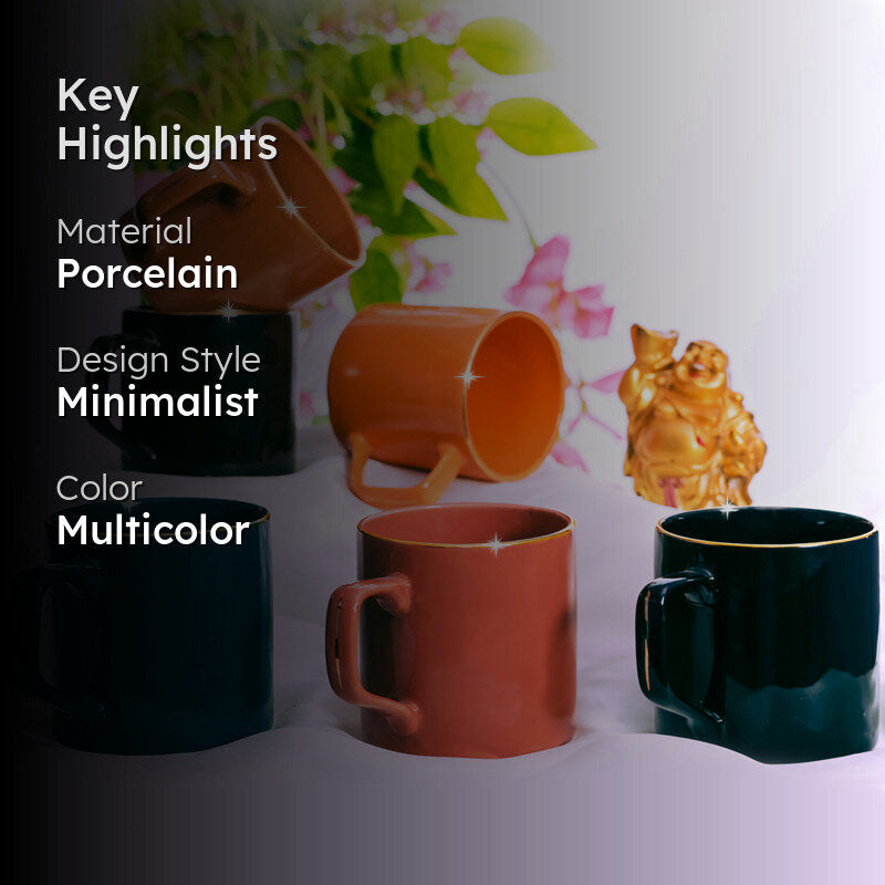Blaze Porcelain Tea Cup (200 mL Each) -  Set of Six media 2