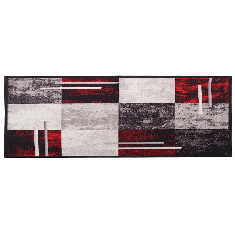 Symmetra Nylon Runner Rug - Black,Red