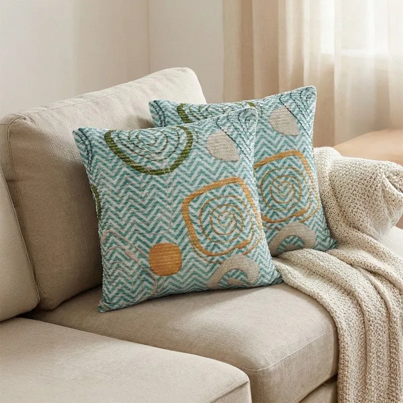 BlossomTrail Cushion Cover (Teal) - Set Of Two media 1
