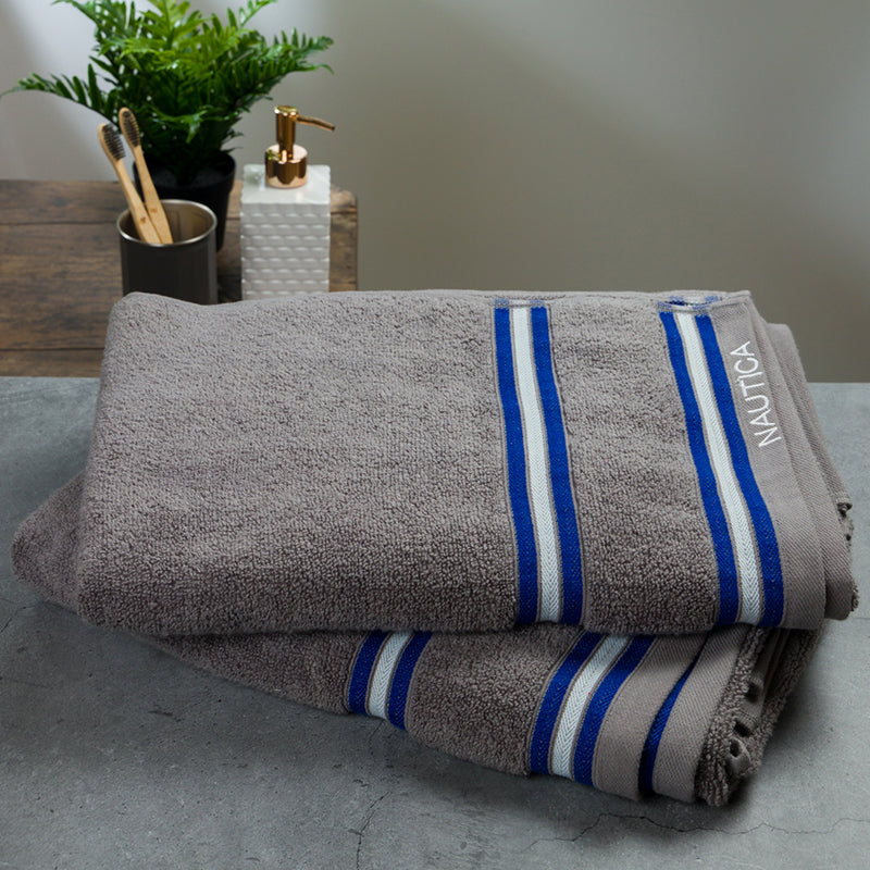 Nautica Dual Down Cotton Bath Towel (Grey) - Set Of Two media 4