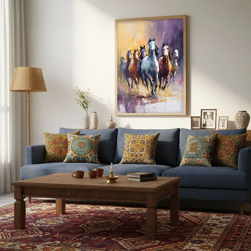 Untethered Horse Wall Painting With Brown Frame media 3