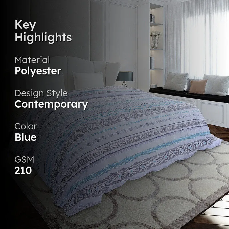 Monte Carlo Linear Geometric Polyester Duvet Covers (Blue) - 210 GSM media 2