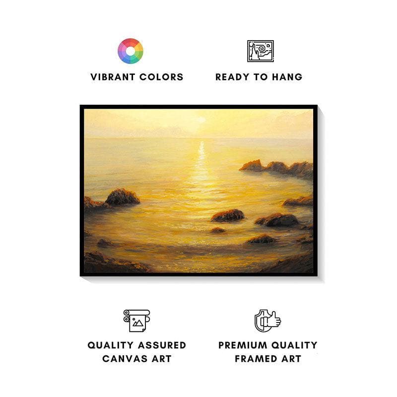 Golden Sunrise Canvas Wall Painting - Black Frame media 4