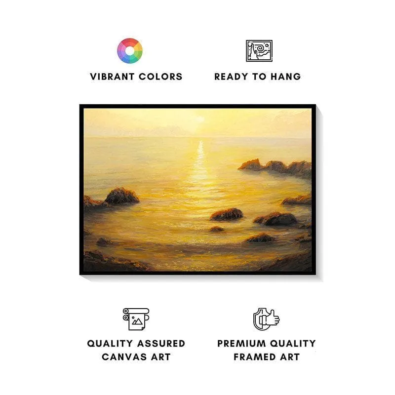 Golden Sunrise Canvas Wall Painting - Black Frame media 4