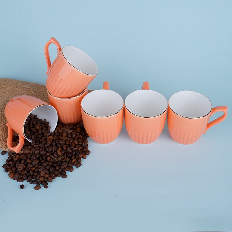 Glimo Porcelain Tea Cup (200 mL Each)/Orange)-  Set of Six media 4