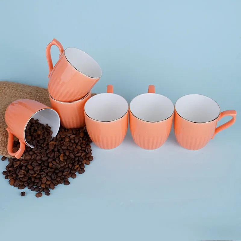 Glimo Porcelain Tea Cup (200 mL Each)/Orange)- Set of Six media 4