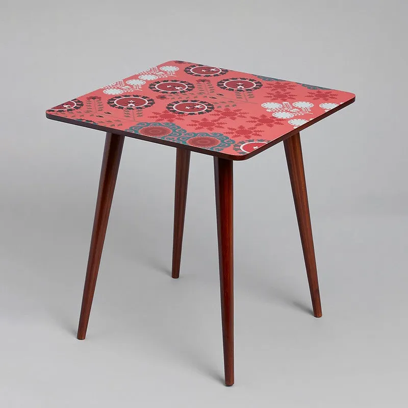 India Circus Wood Rosettes Square Side Table media 3