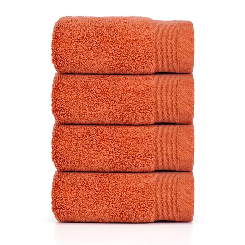 Micro Cotton Soft Serenity Solid Face Towel (Orange) - Set Of Four image 3