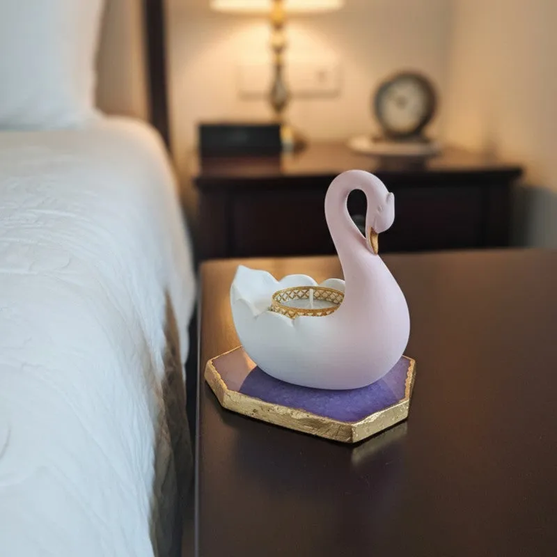 Swan Shaped Resin Tea Light Candle Holder - Purple media 5