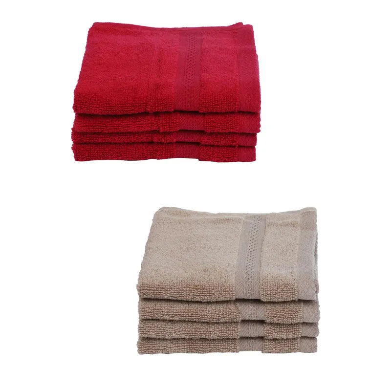 Miorah Face Towel (Red & Beige) - Set Of Eight media 4