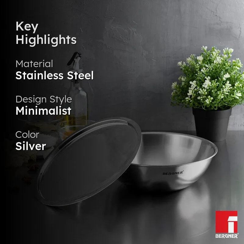 Bergner Argent Triply Stainless Steel Induction Base Tasra With Lid - 3900 ML media 2