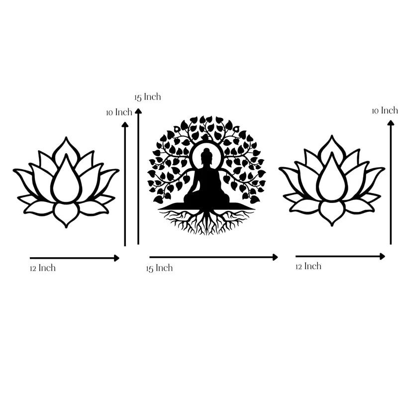 Buddha With Lotus Iron Wall Accent - Set Of Three media 6