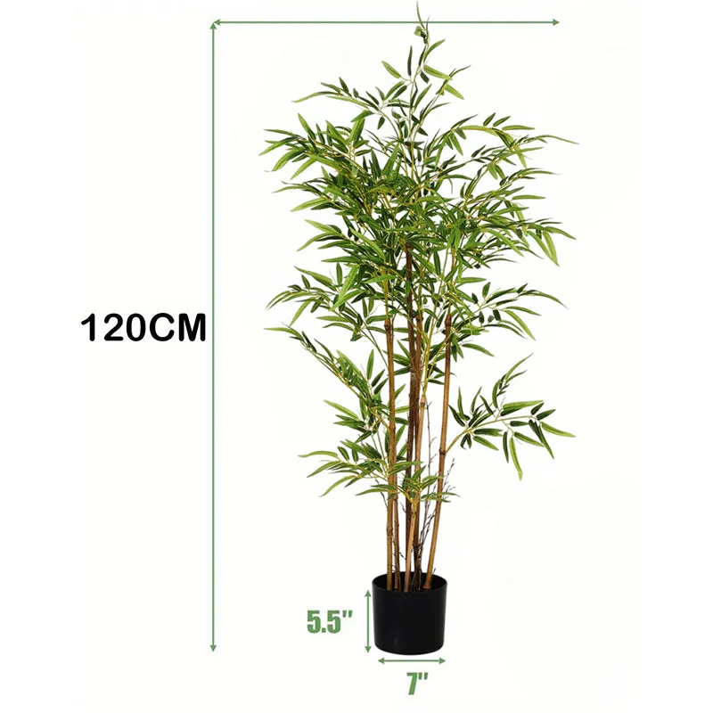 Eudora Artificial Bamboo With Black Plastic Pot - 4 Feet media 6