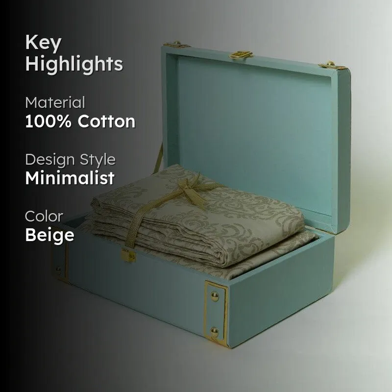 Swayam Jaalidar Bedsheet Gift Set - Beige media 2