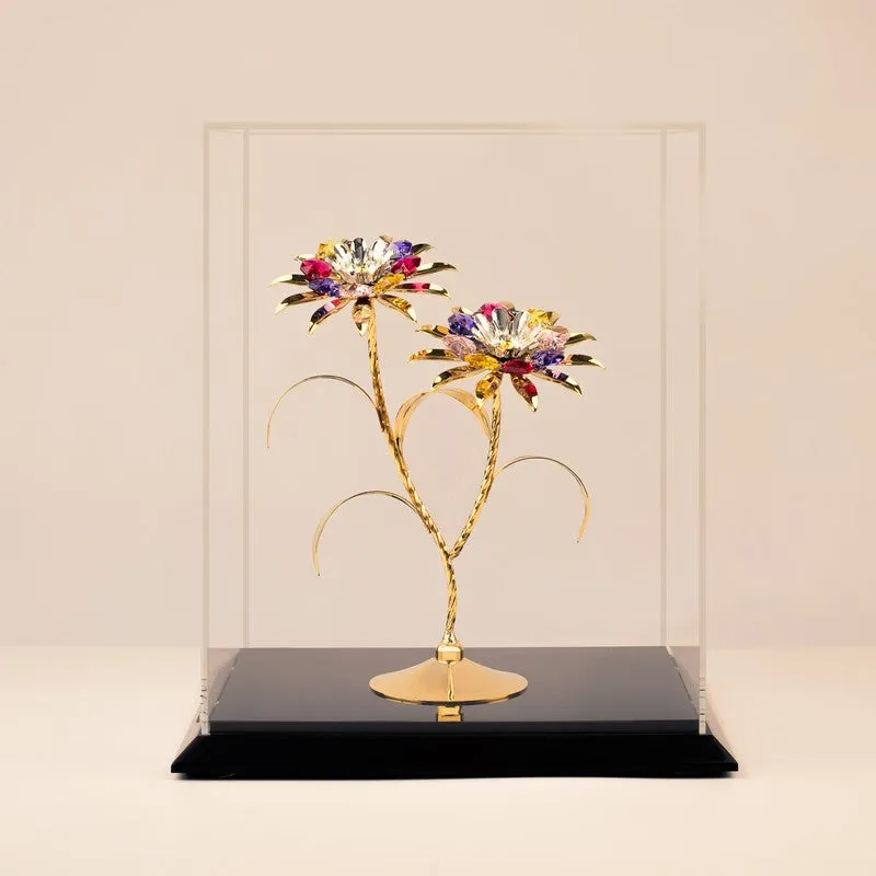 Twin Daisy Elegance 24K Gold Plated Mild Steel Showpiece (Multicolor) media 3