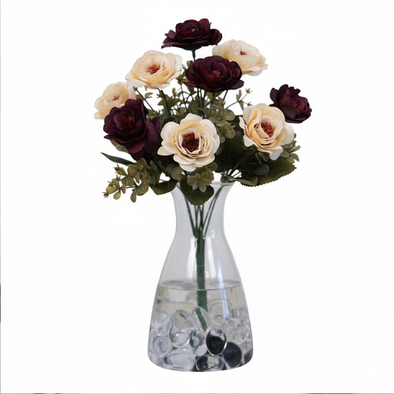 Realistic Artificial Rose Bunch - Maroon & Ivory media 5