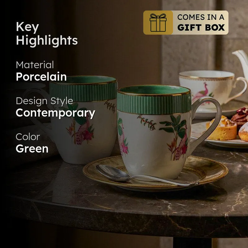 Gilded Mayura Coupe 24k Gold Brushed Porcelain Coffee Mug(280 mL Each) - Set Of Six media 2