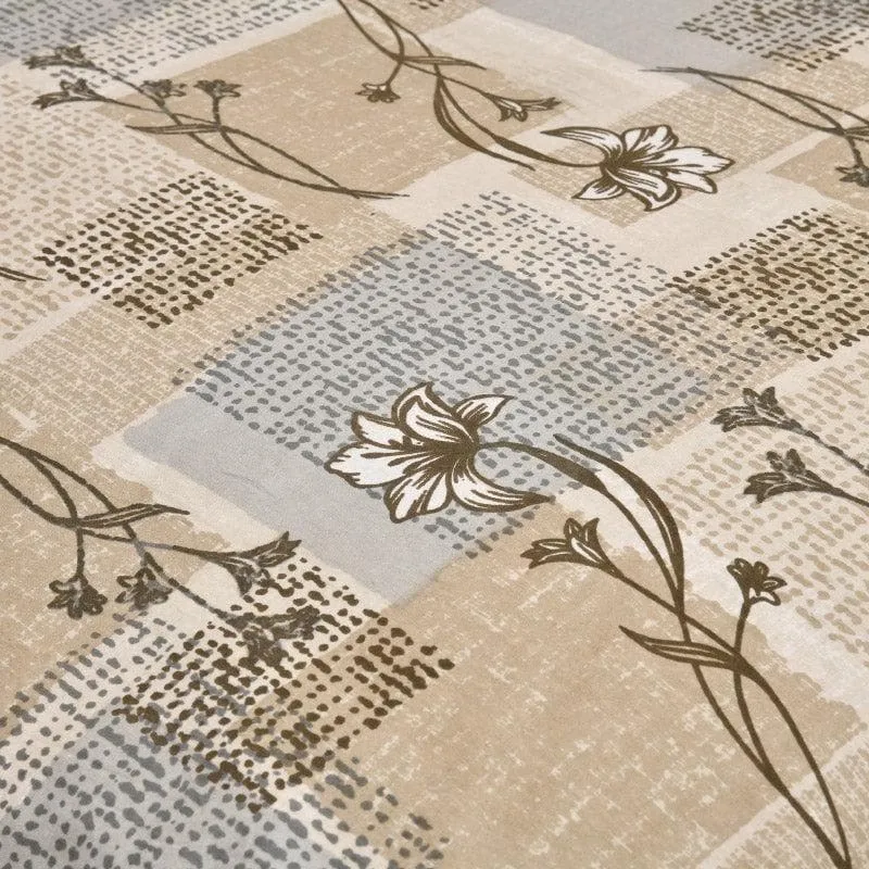 Bloomsie Checkers Cotton Bedsheet (Beige) - 160 TC media 4